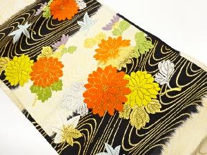 花々に流水模様織出し名古屋帯